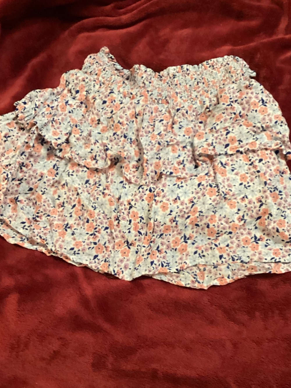 Cat & Jack Peach and Navy Floral Ruffle Skort